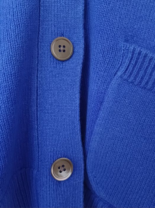 Massimo Dutti wełniany kardigan niebieski sweter wełna kaszmir guziki