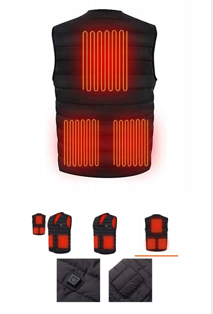 Kamizelka podgrzewana USB bezrekawnik - 3 poziomy grzania - jak nowa