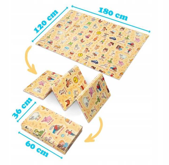 Mata Piankowa Edukacyjna Dwustronna dla dziecka 120x180 nauka dźwięków