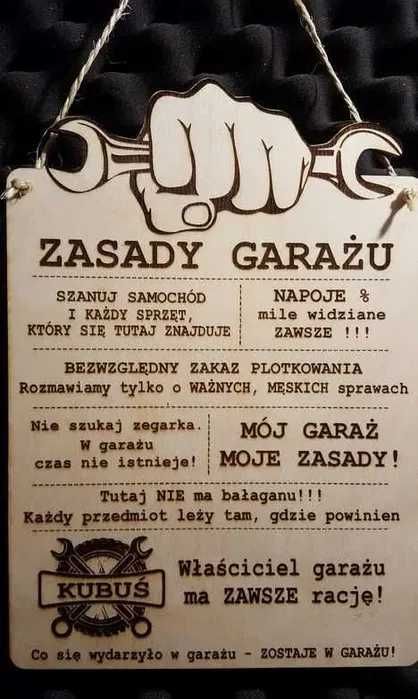 ZASADY GARAŻU - tabliczka grawerowana z imieniem