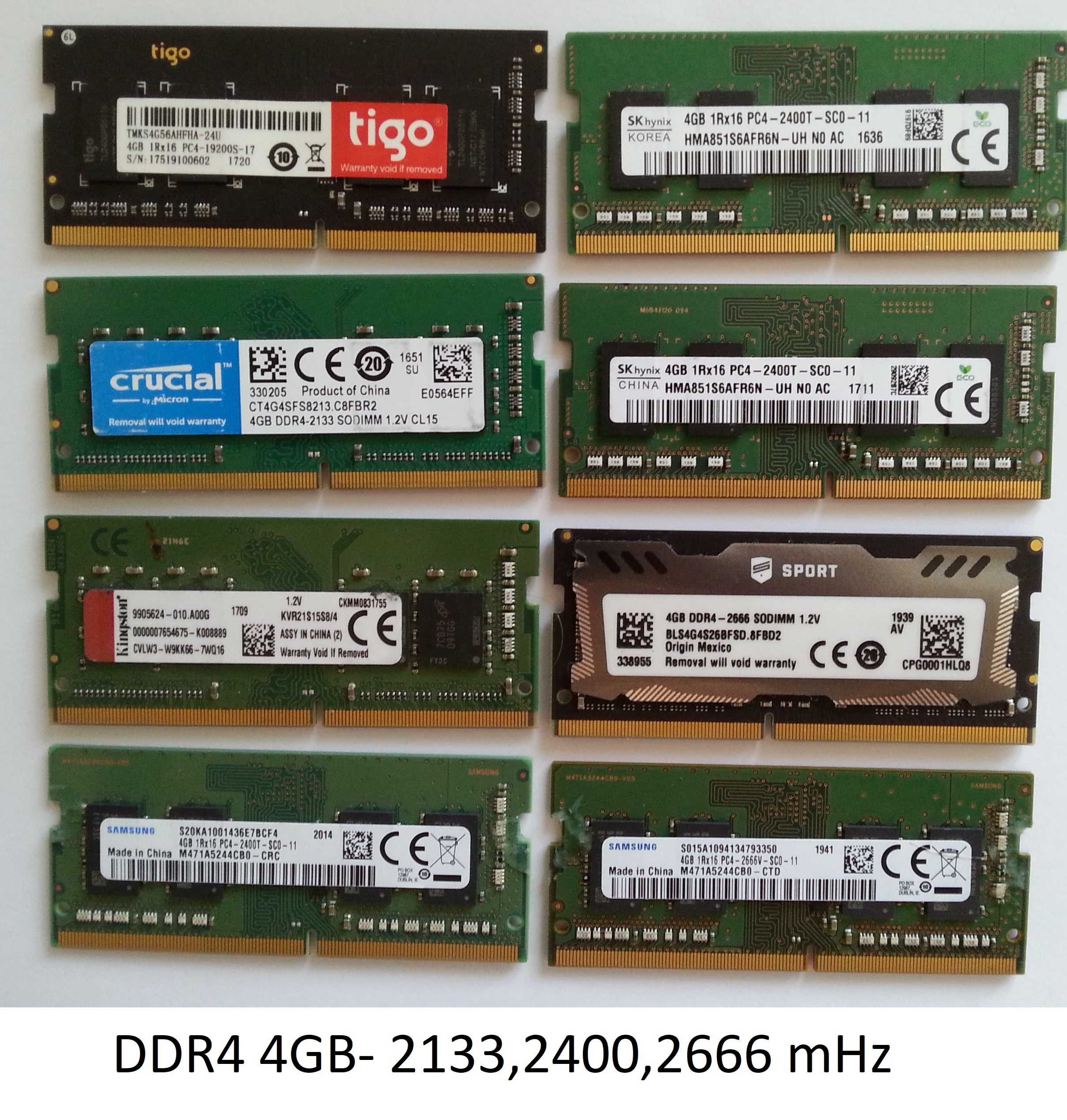 Kości RAM-sodimm-DDR3 4,8GB,DDR3L 4,8GB. DDR4 4,8gb.DDR2 2GB- laptop.