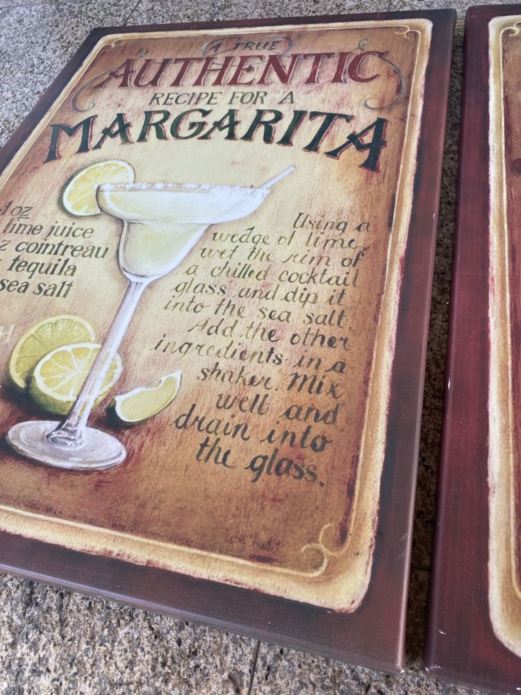 Conjunto de 2 Quadros Vintage – Margarita & Piña Colada