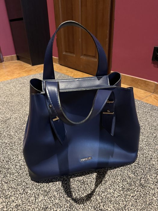 PUCCINI Damska torebka kuferek - granatowy jak nowa