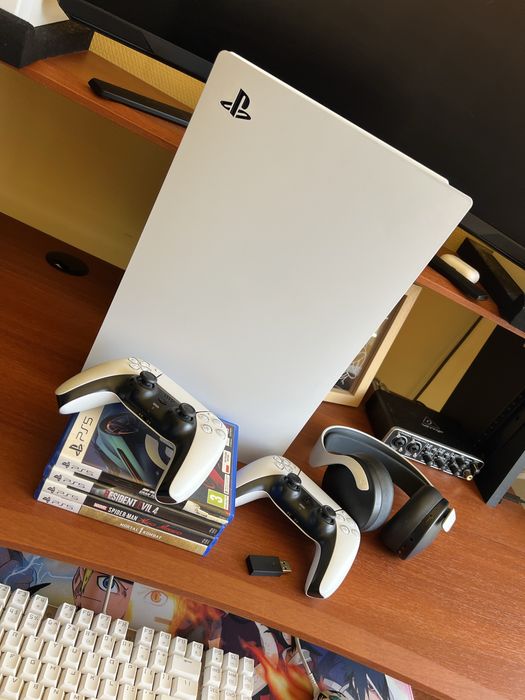 PS5, 2 pady, sluchawki pulse 3D