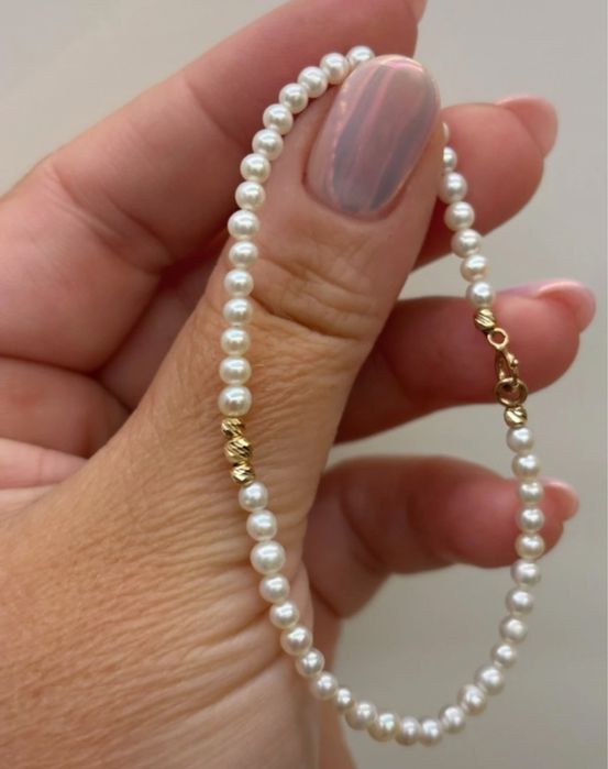 Bransoletka z perel naturalnch, zloto 585