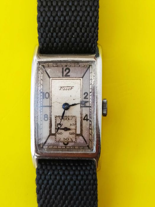 Prostokątny Tissot Art Deco,z 1936 roku, tarcza Sector  nieodnawiana