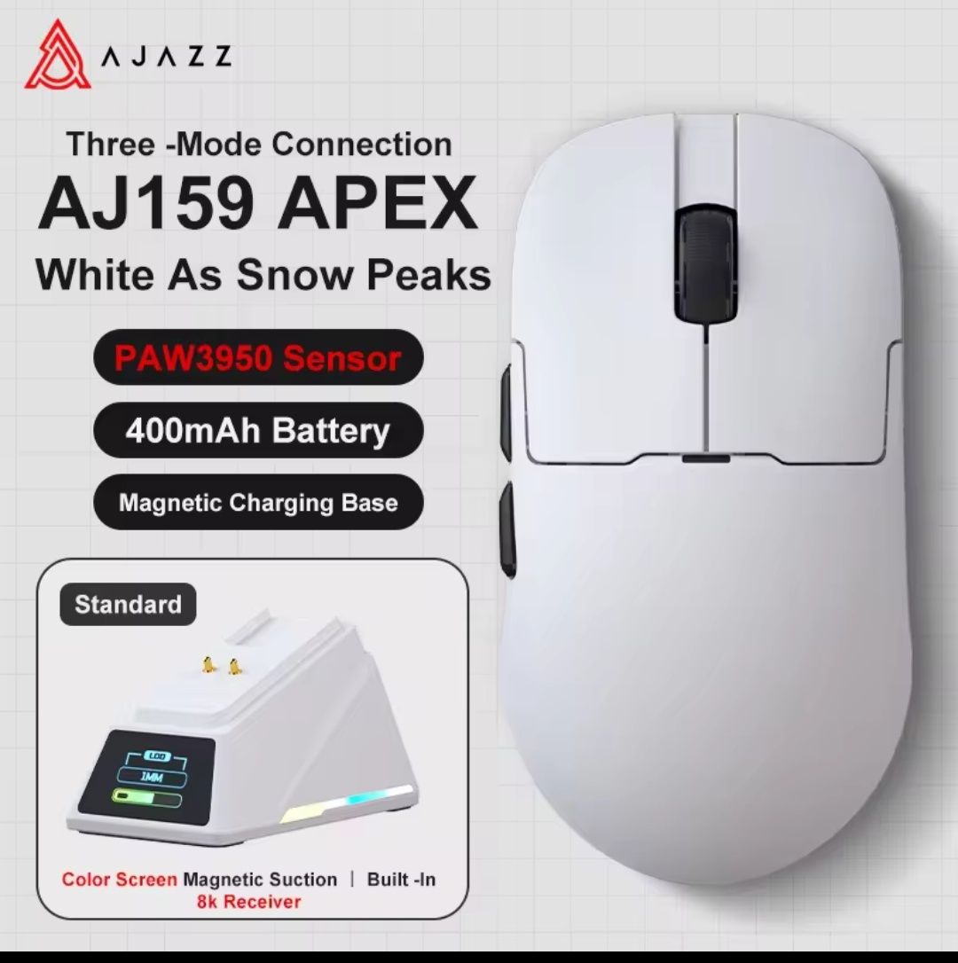 Ігрова безпровідна миша ajazz j159 apex/paw3950,біла.
