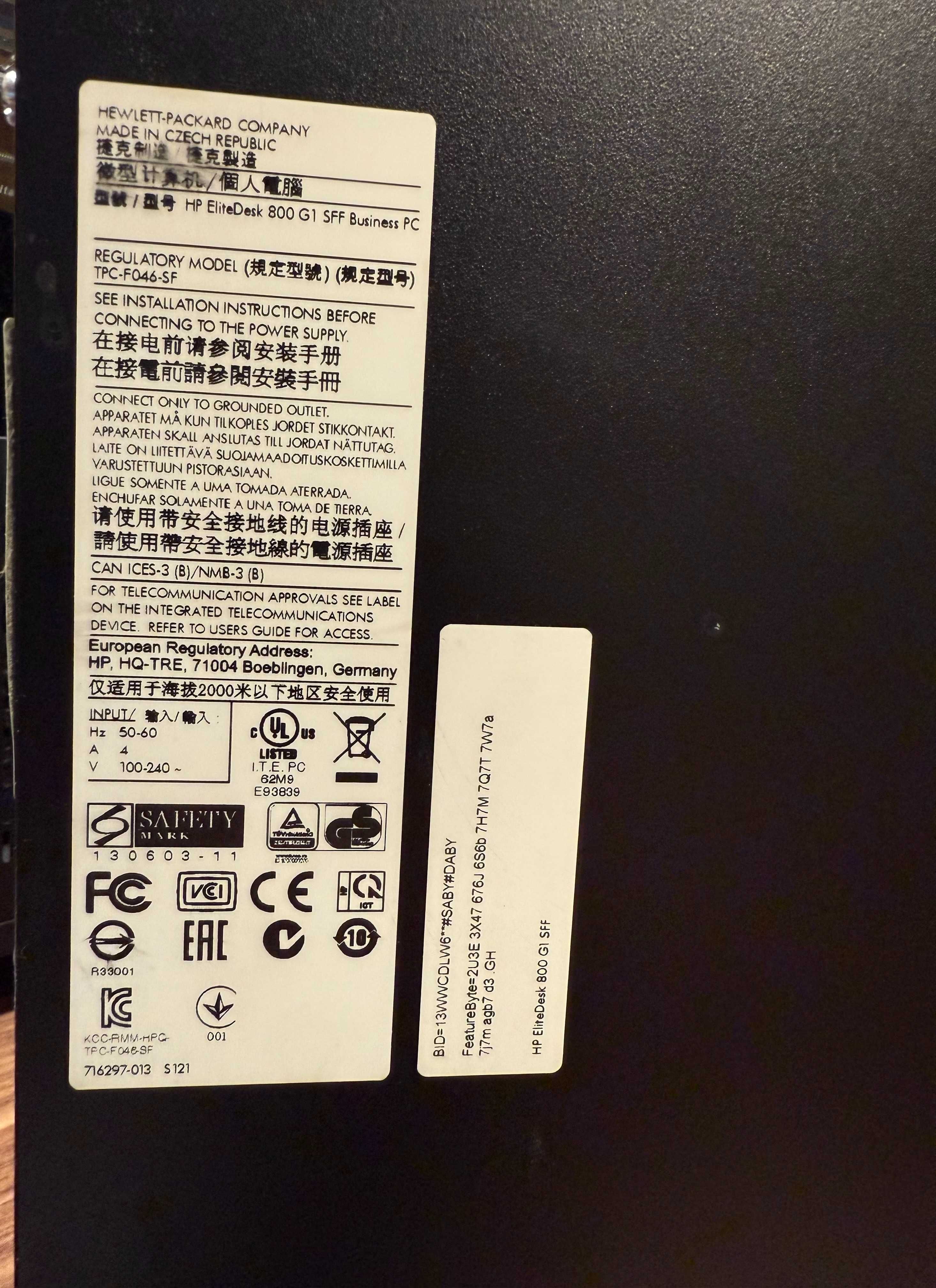 HP 800G1 SFF i7-4790 3,6GHz 16GB ram  DvDRW Win7Pro