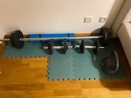 Conjunto de Halteres e Barras de Musculação de 50 kg