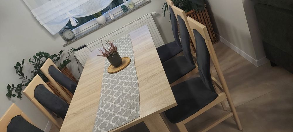 Meble stół, krzesła, komoda, RTV, stolik ST, dąb Sonoma,