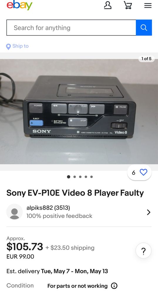 Відеоплеєр Sony EV-P10E Video 8