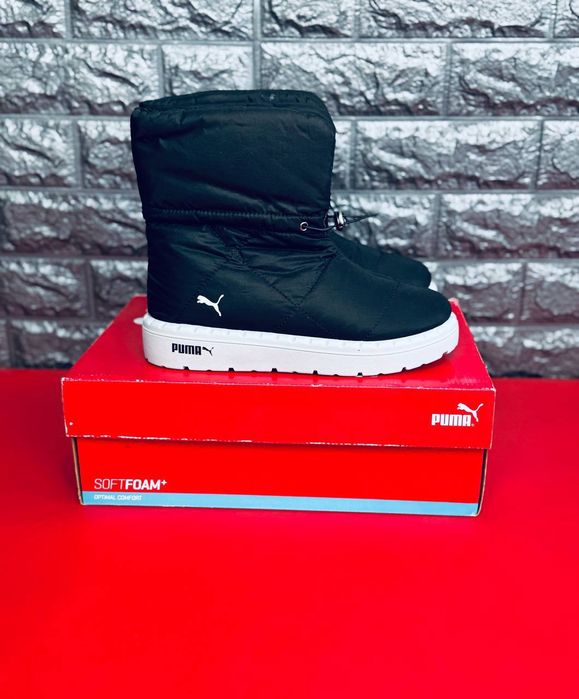 Женские зимние дутики PUMA чёрные мех