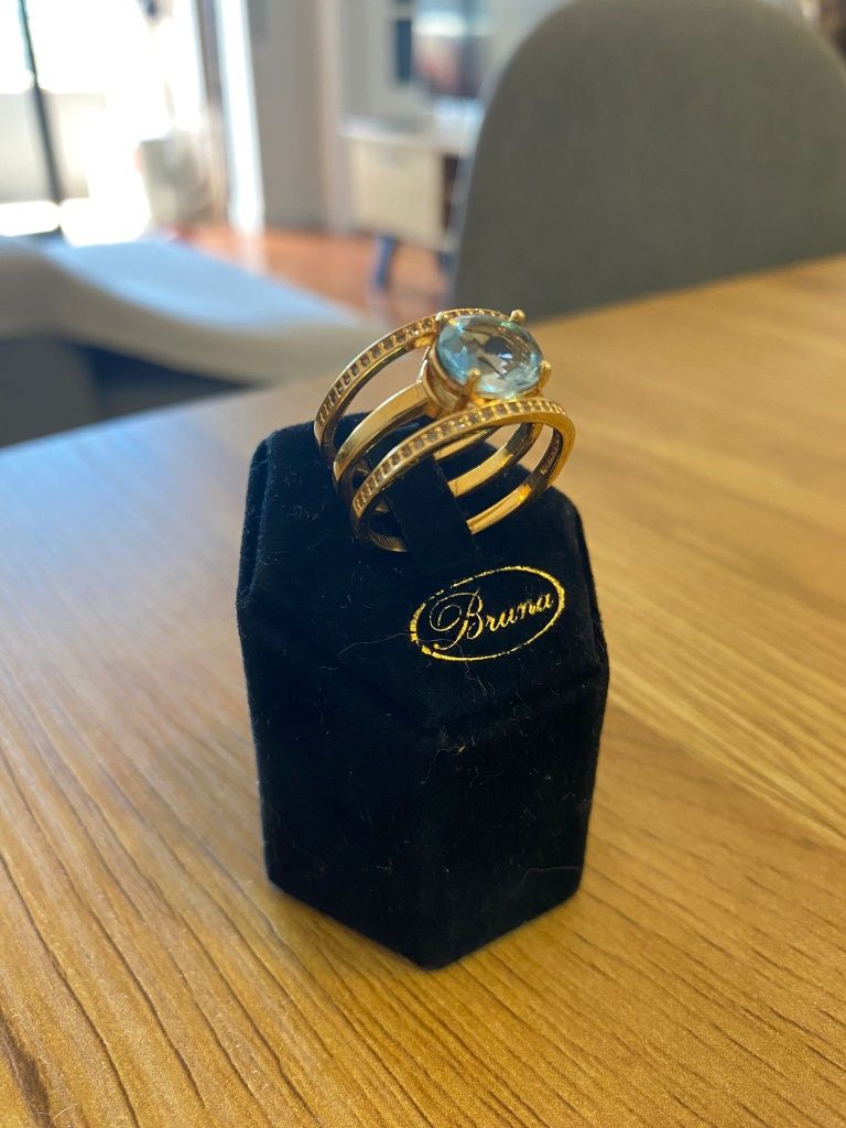 Anel semijoia 3 aros com três banhos de ouro 18k