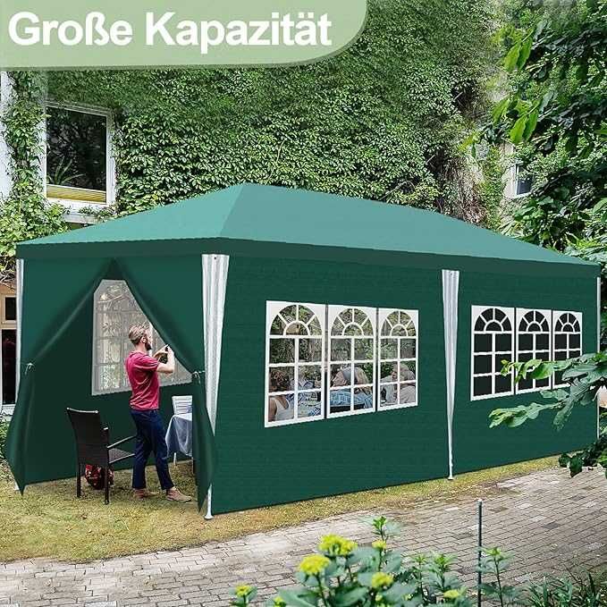 Wodoszczelny pawilon ogrodowy 3 x 6 m – namiot imprezowy, zielony