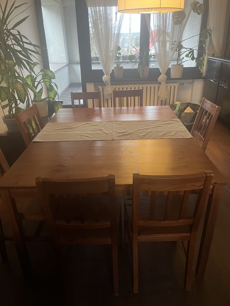 Stół drewniany 1szt kolor brąz