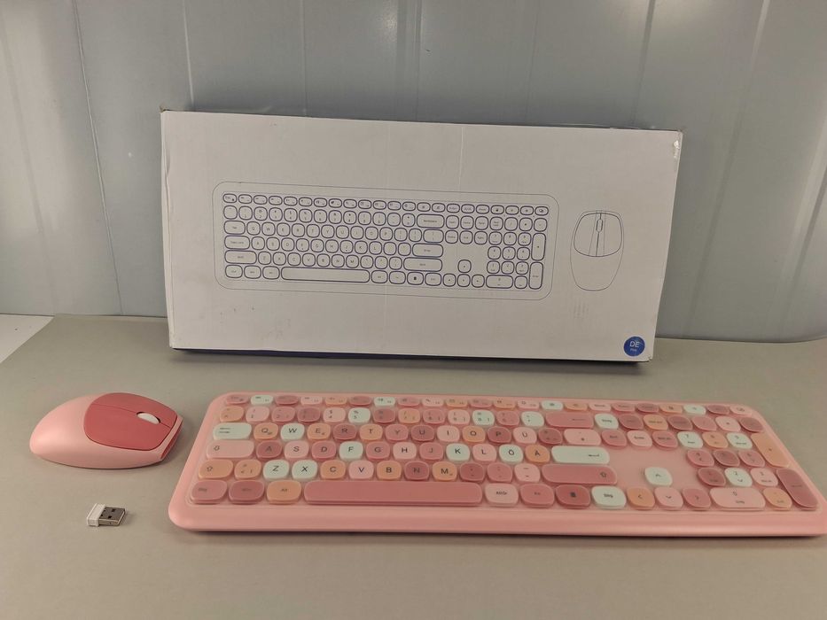 N266 Bezprzewodowy Zestaw Klawiatura i Mysz Jelly Comb Różowy