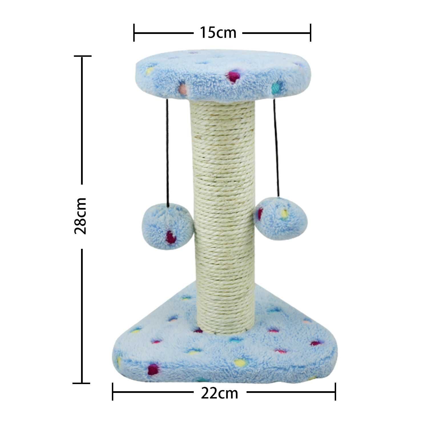 Drapak sizal słupek z PIŁECZKAMI błękitny 28cm