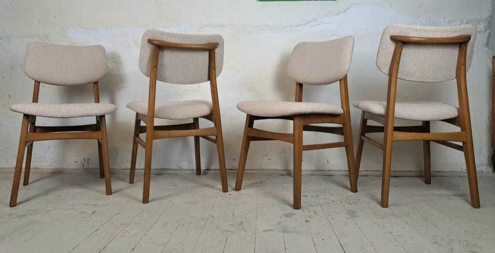 Krzesła tapicerowane, po renowacji, mid modern century, 4szt