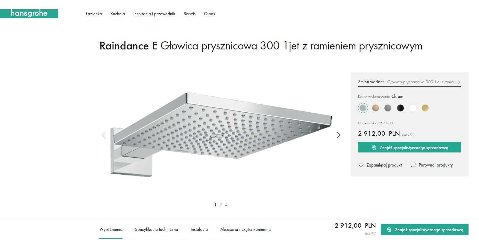 Hansgrohe Raindance E 300 x 300 mm EcoSmart + Ramię 39 cm Chrom