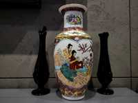 Duży wazon chińska ceramika piękny motyw 38cm