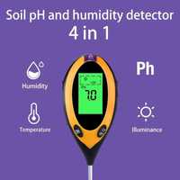 Kwasomierz Glebowy miernik 4 w 1 z wyświetlaczem LCD.