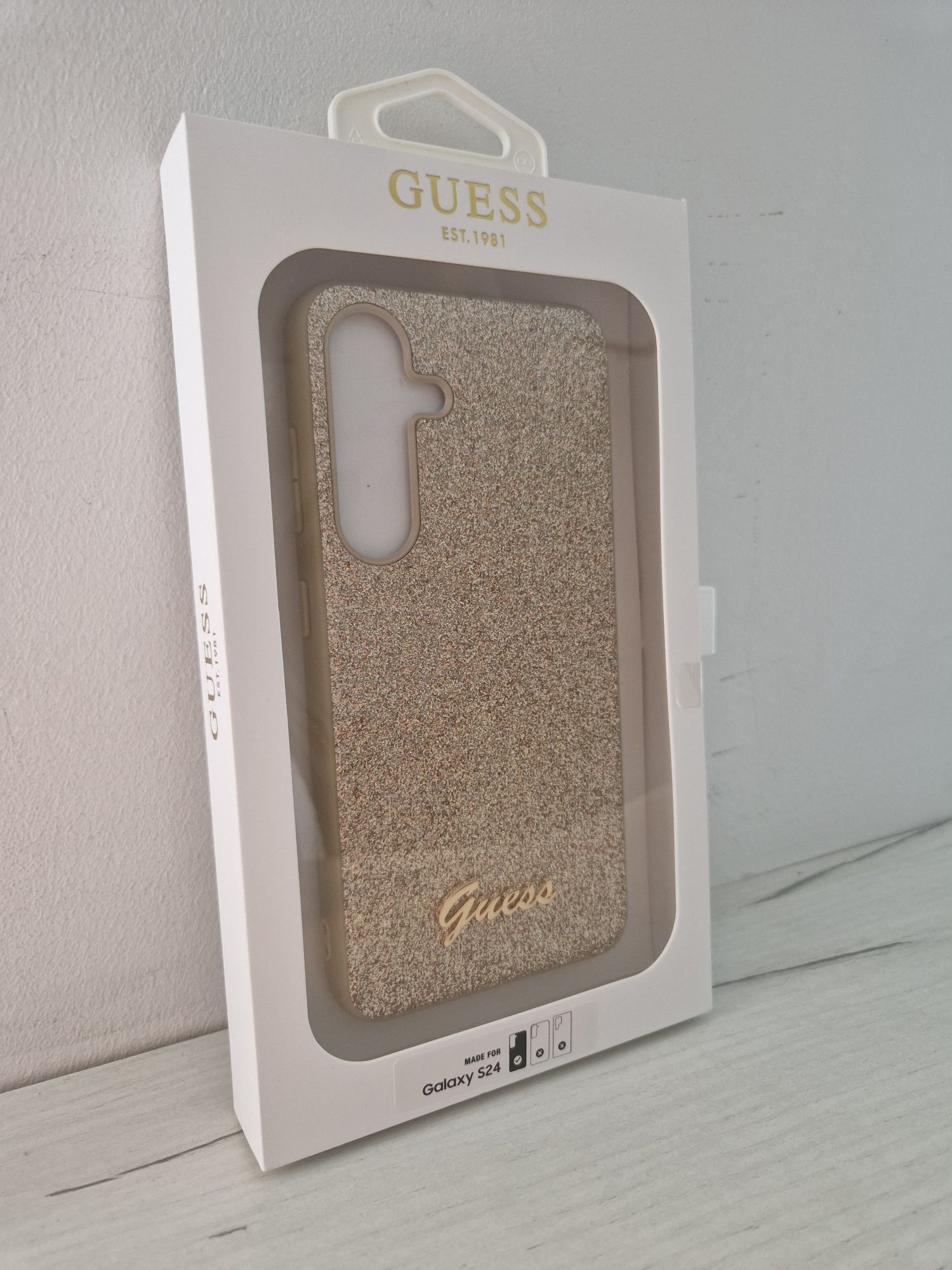 Oryginalne Etui GUESS hardcase Glitter Script do Samsung S24