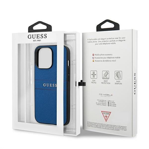 Etui Guess do iPhone 13 Pro Saffiano Strap Blue