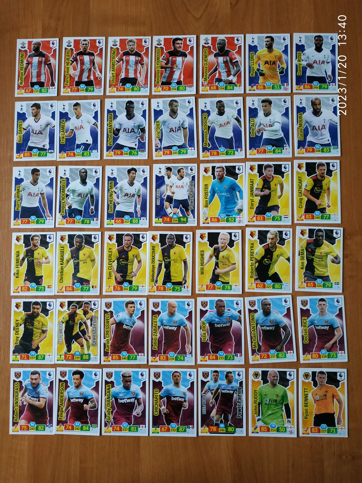 Panini Premier League Adrenalyn XL 2019/20 - Album + 281 kart -unikat