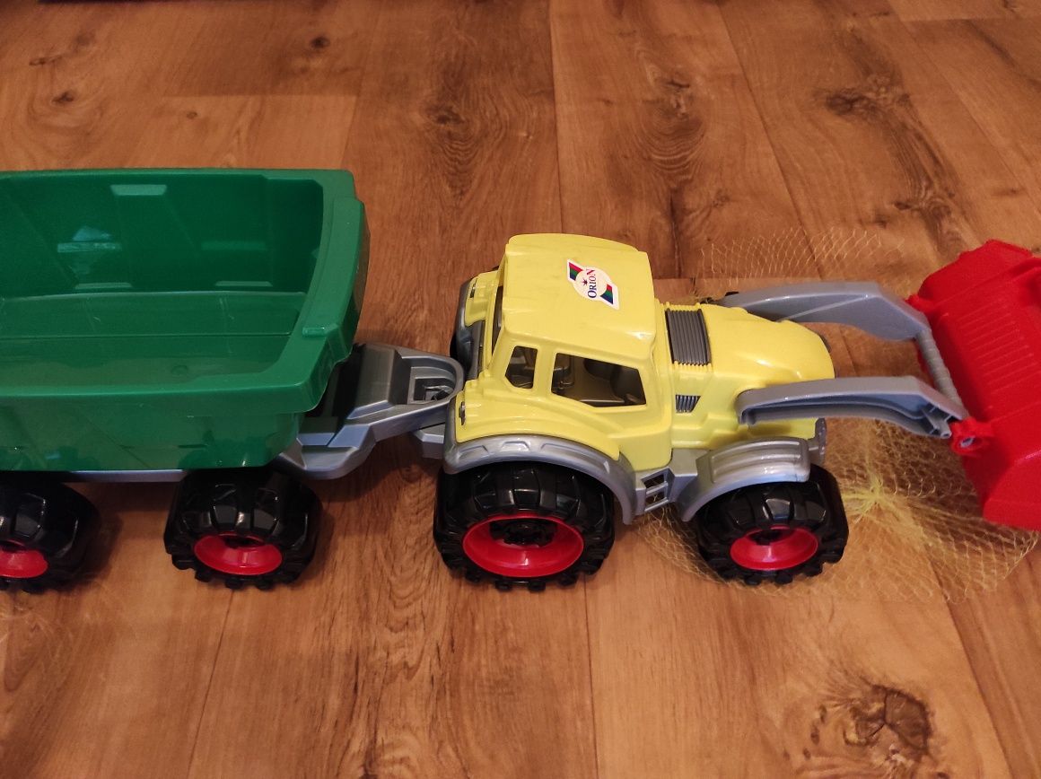 Детская игрушка трактор погрузчик с прицепом, ковшом.