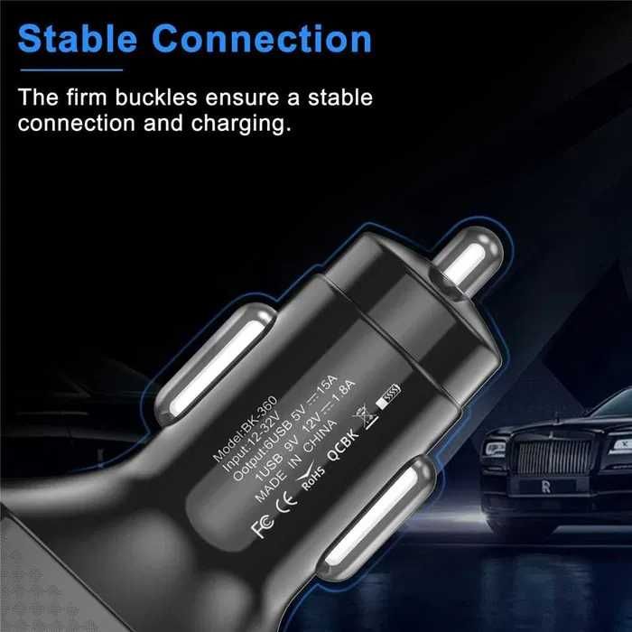 Автомобильное зарядное устройство на 6 USB портов Uslion BK-360 Black