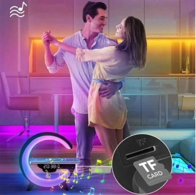 Nowoczesna Ładowarką Indukcyjną  RGB z Głośnikiem Bluetooth