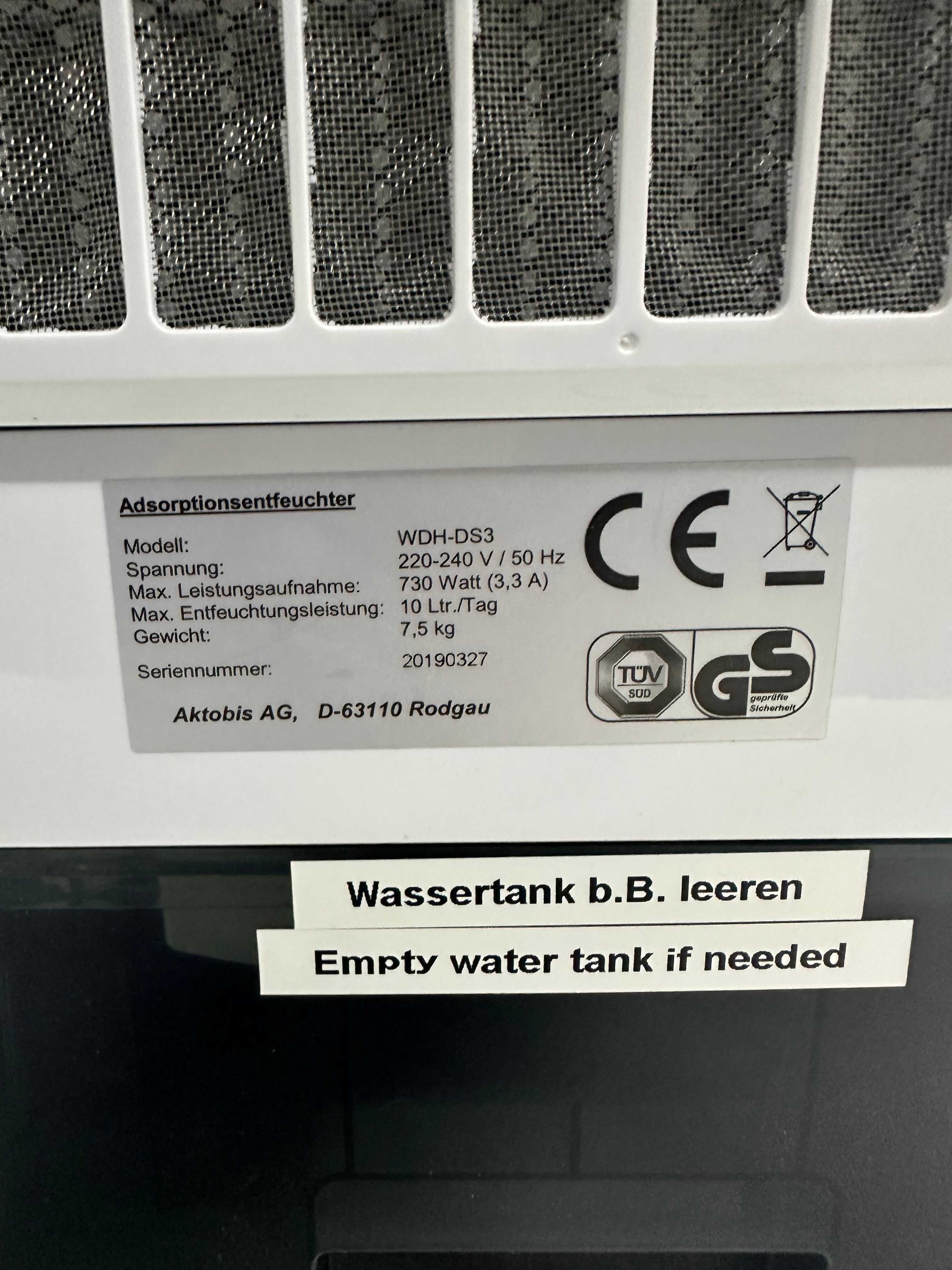 Niemiecki Osuszacz adsorpcyjny Aktobis WDH-DS3 1°C ~ 15°C P7A8