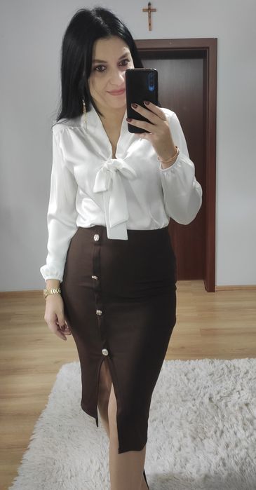 Spódnica MIDI prążek czekoladowa