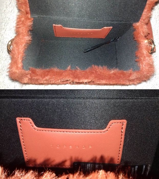 Czerwona Futerkowa Torebka/Kuferek Boxy Bag Na Ramię - Topshop