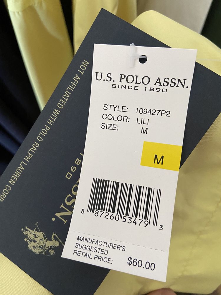 Куртка чоловіча US POLO ASSN. поло вітровка з капюшоном оригінал