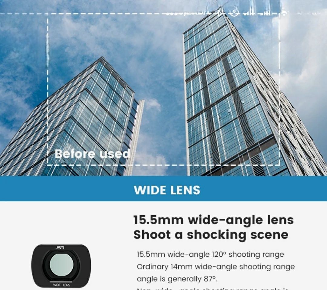 Широкоугольная линза объектив 112° для DJI Osmo pocket 3 примерно 13мм