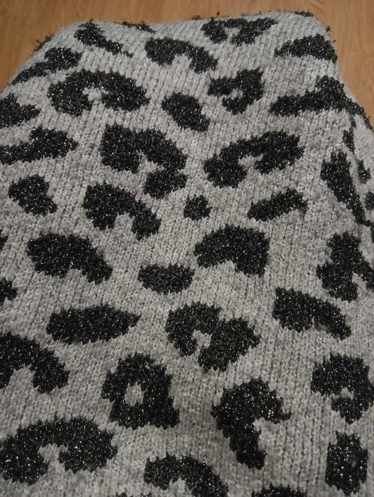 Sweter sweterkowa tunika Primark 122 w panterkę panterka błysk glamour