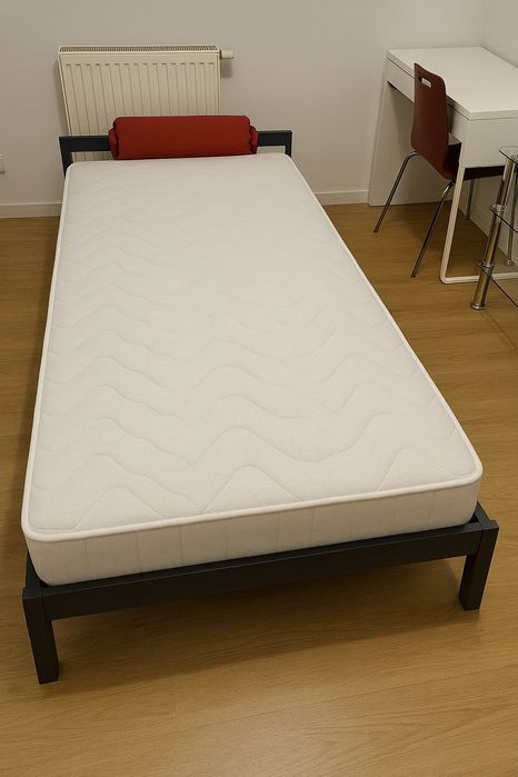 Łóżko jednoosobowe metalowe stelaż + materac 200x90