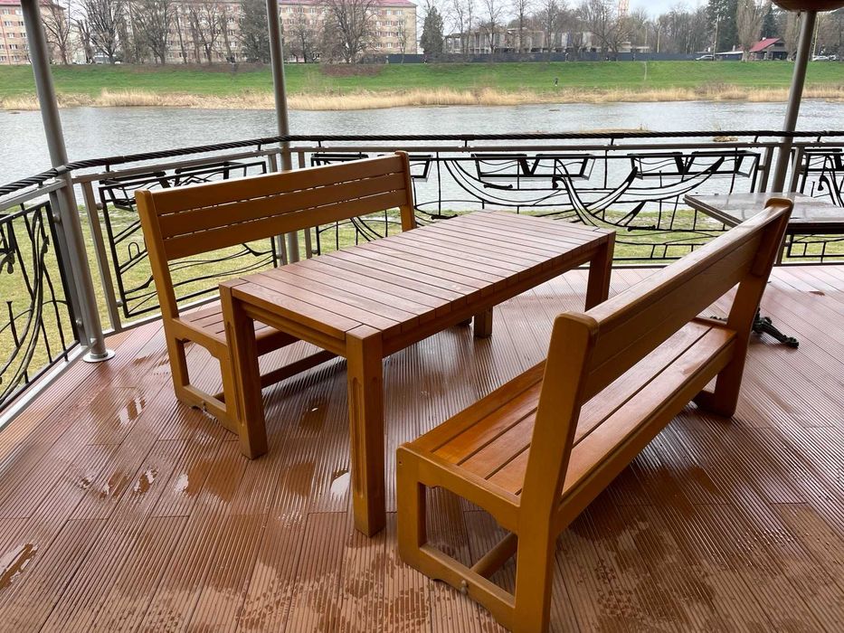 Меблі з дерева (стіл, лавки), садові меблі, меблі для бані