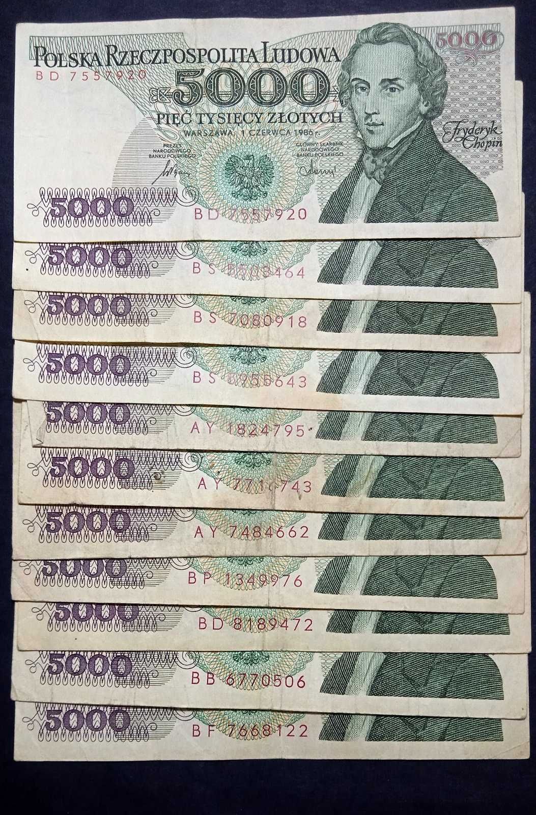 Banknoty Polskie 5000 zł  1986