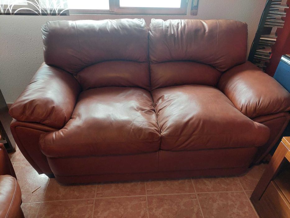 Sofás em pele com pouco uso em excelente estado