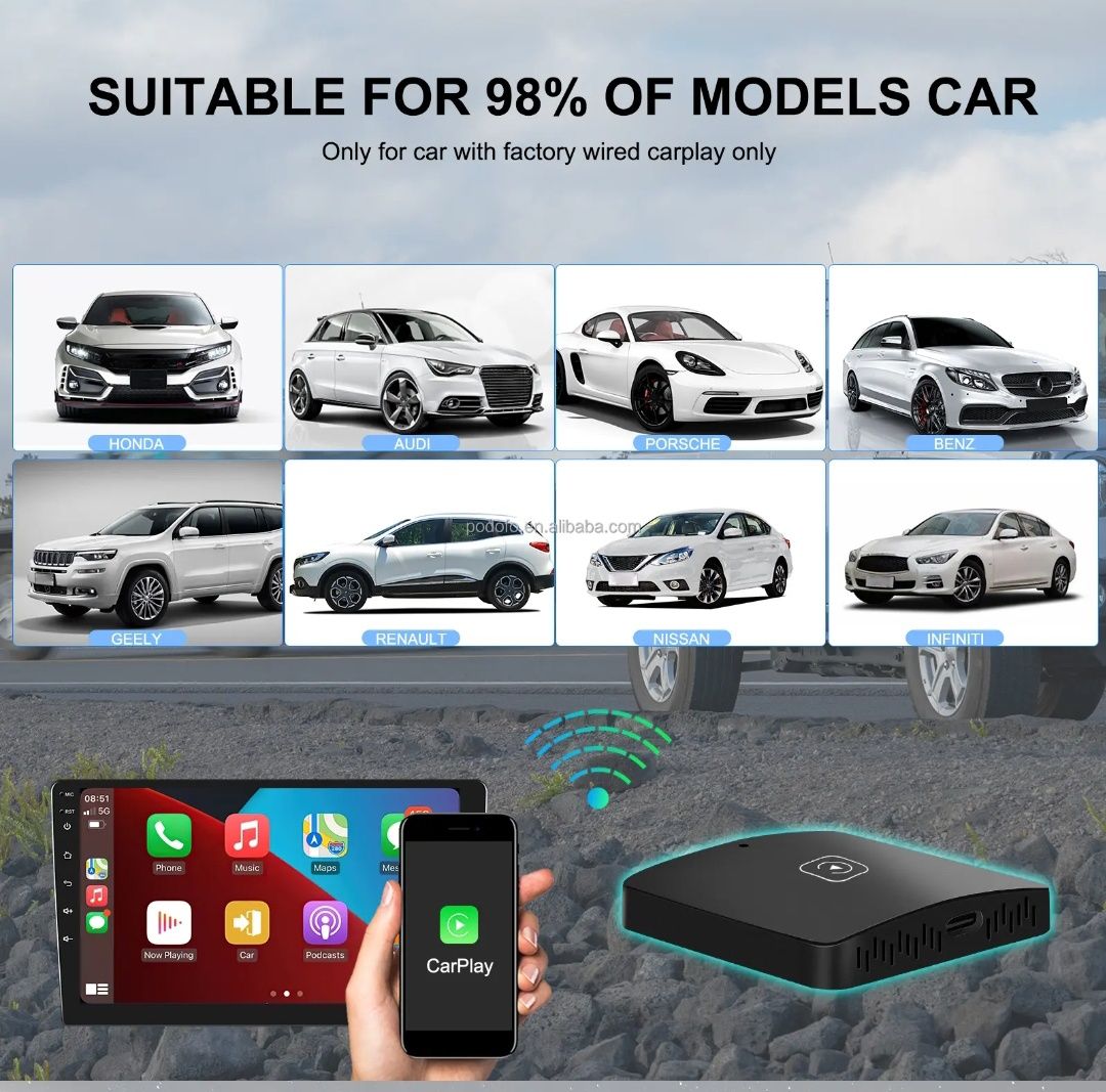Adaptador Carplay SEM FIOS para Rádios de origem NOVO