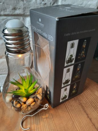 Декоративна штучна рослина в колбі-світильнику LED з підвіскою