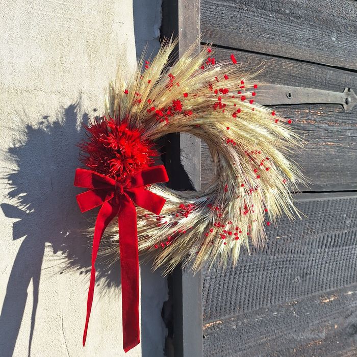 Wianek na Boże Narodzenie, świąteczny, dekoracja drzwi i stołu