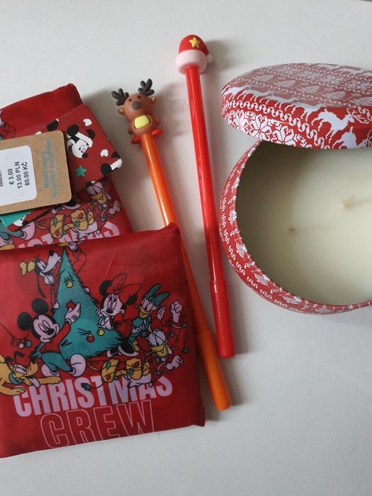 Zestaw dodatków do prezentów, Nowe, świeczka, torba, mikołaj