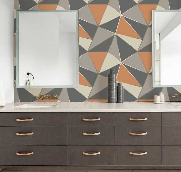 Tapeta samoprzylepna winylowa Geometryczna Szaro-Pomarańczowa NR.EO71