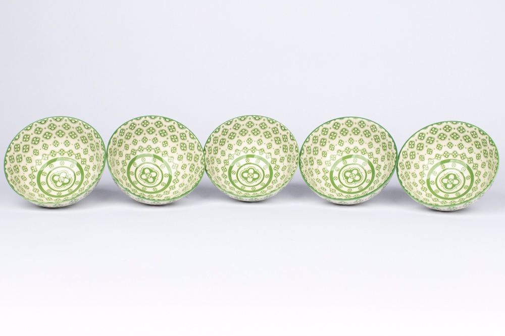 Vega porcelanowe miseczki zielony wzór komplet Niemcy