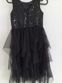 Sukienka czarna cekiny H&M 134/140