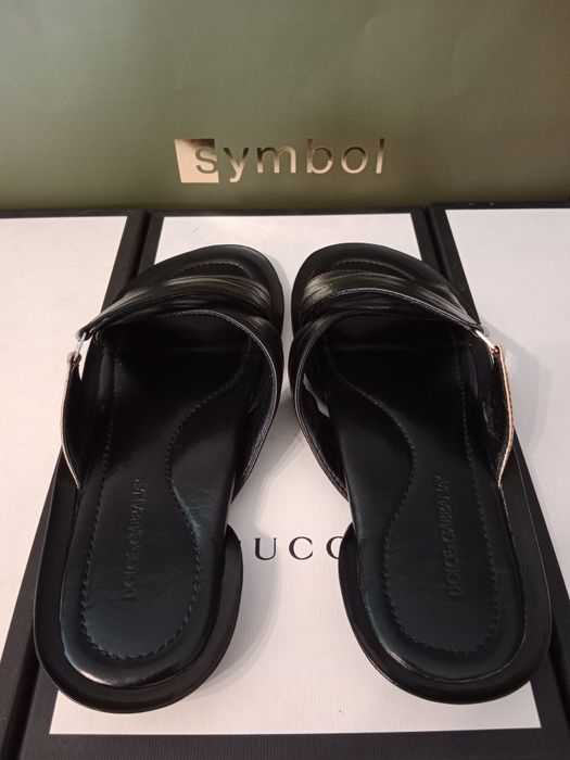 Кожаные шлёпанцы - тапки Dolce Gabbana оригинал