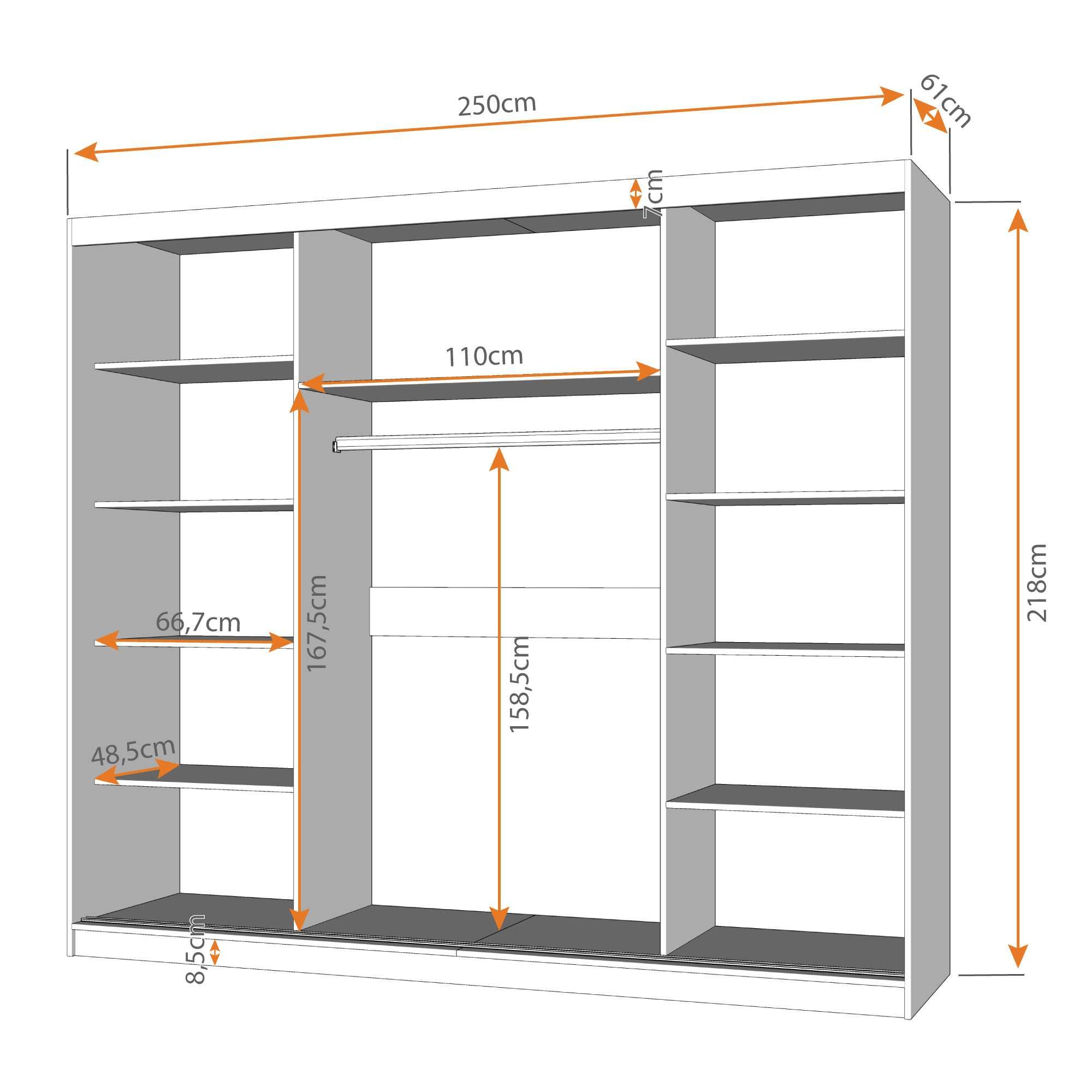 Szafa Przesuwna ALBA 250cm + lustro - od producenta Idźczak Meble